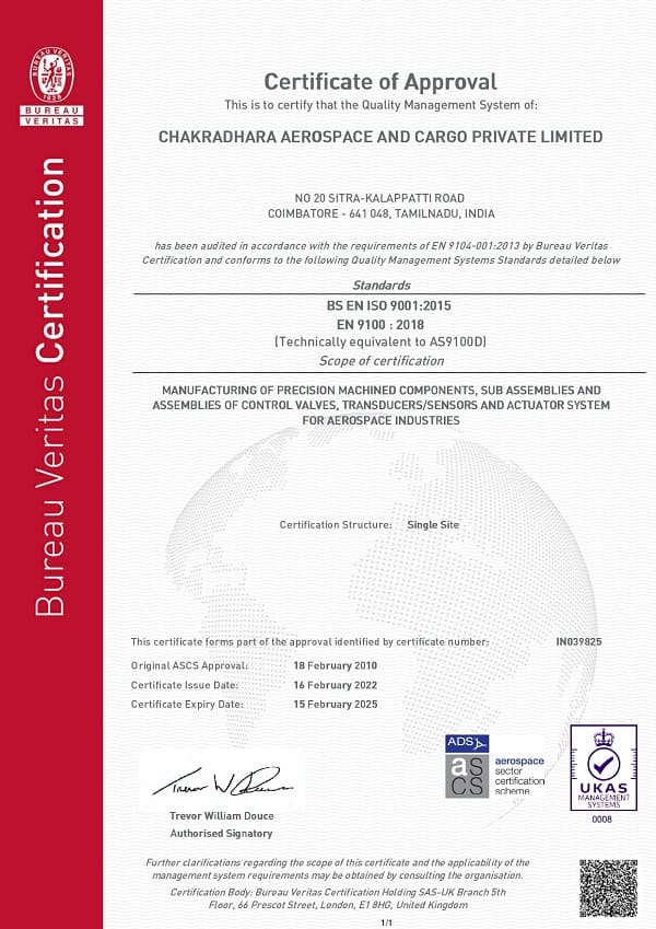 CACPL Aerospace ISO Certificate